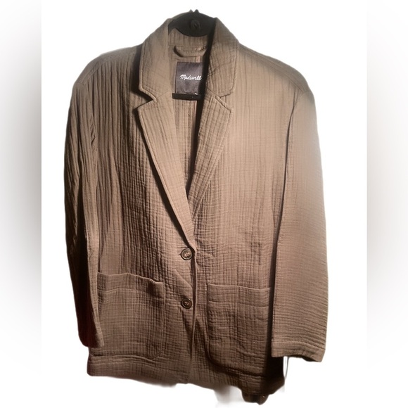Madewell Olive Green Lightspun Dorset Slouchy Long Sleeve Olive Green Blazer XS - Picture 2 of 5